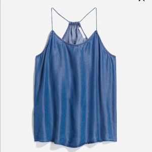 Your Story - Spaghetti Strap Tank Top Wash Denim Blouse